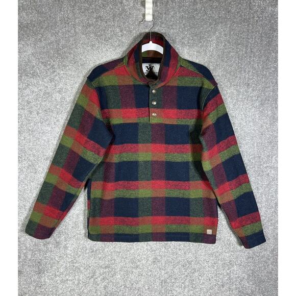 John Wayne Timeless Classic Plaid 1/4‎ Snap Pullover Fleece Shirt Mens Small - Picture 1 of 10